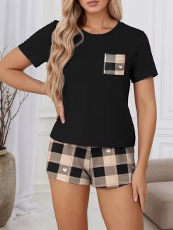Women’s Plaid Shorts Lounge Set