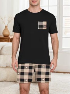Men’s Plaid Shorts Lounge Set