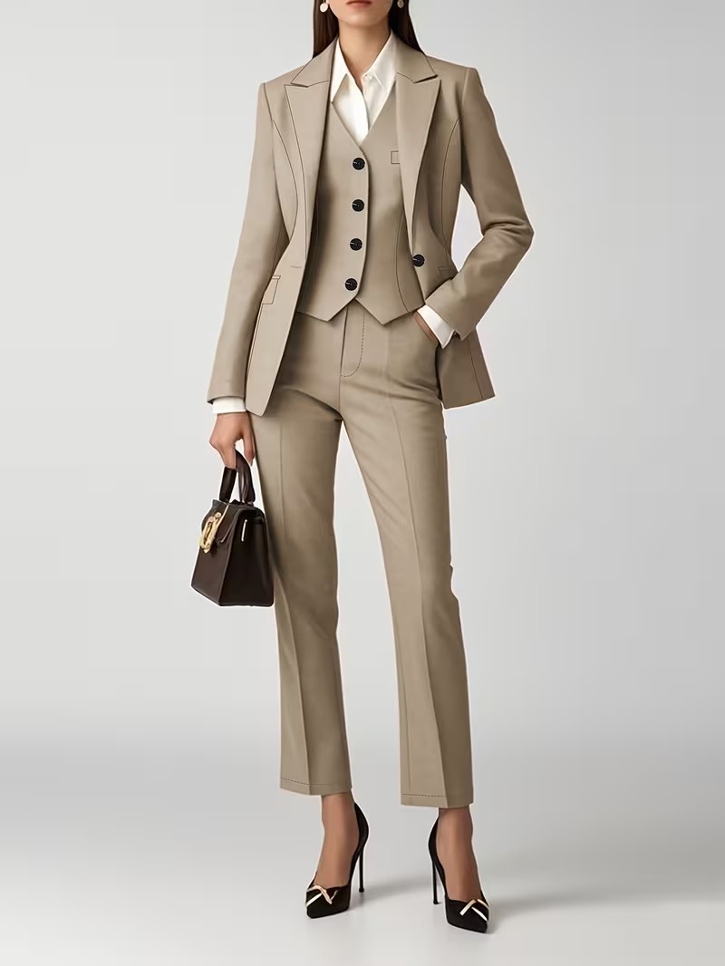 Women’s Taupe Business 3-Piece Suit