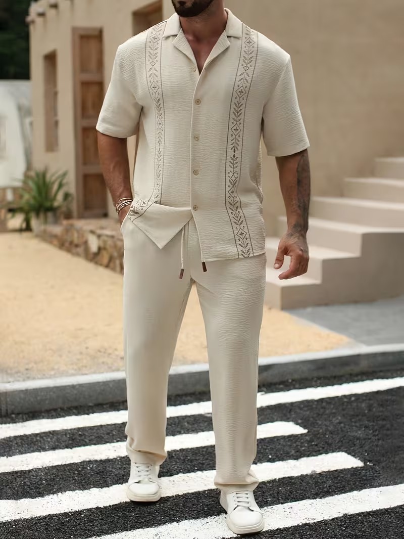 Men’s Embroidered Resort Set 2 Pcs